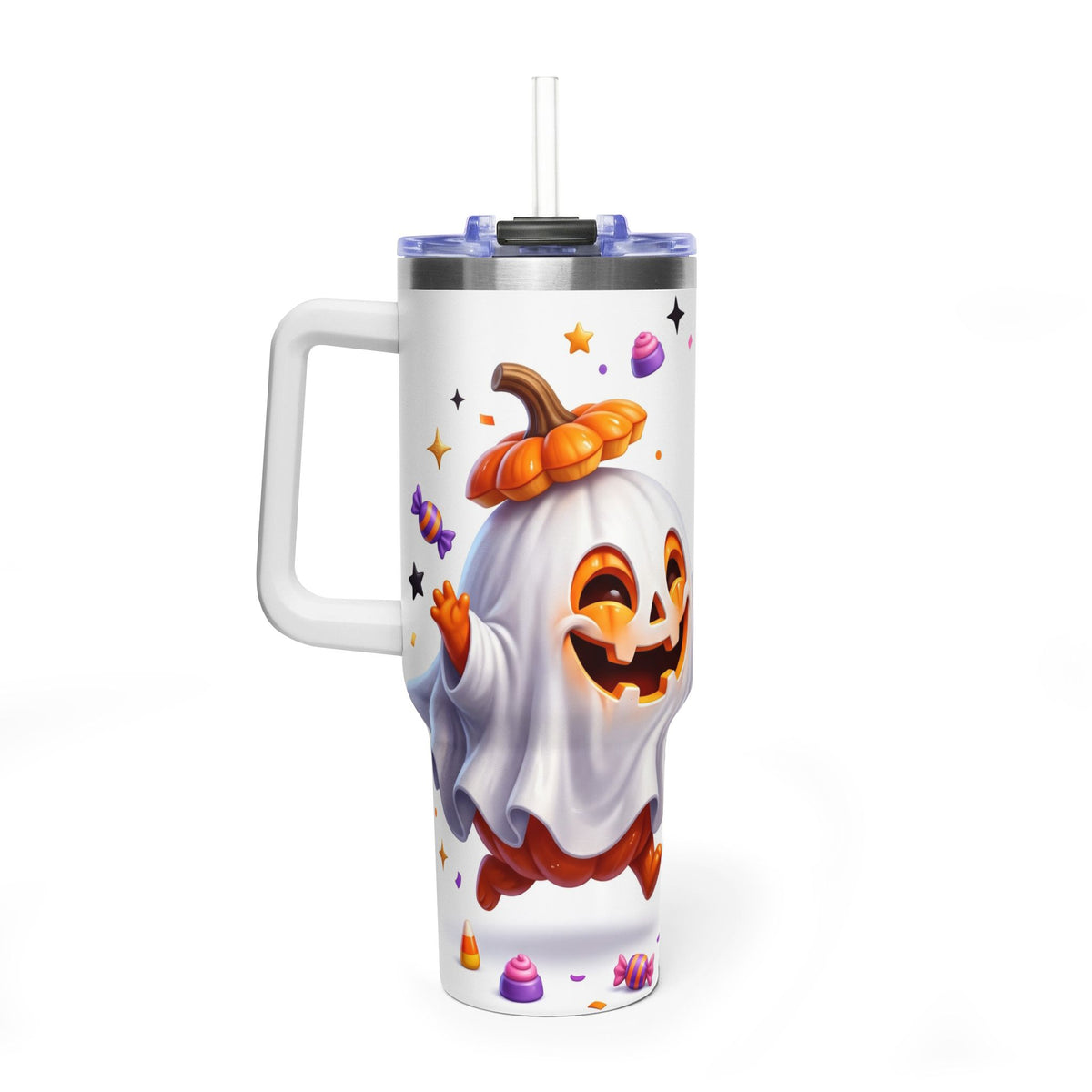 40oz Halloween Ghost and Black Cat Vacuum Thermal Tumbler