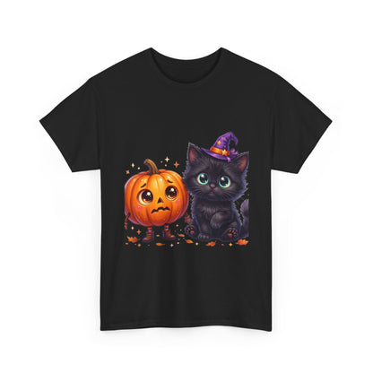 Halloween Black Kitten & Pumpkin T-Shirt