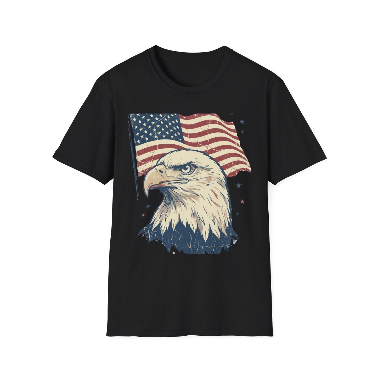 Eagle & American Flag T-Shirt — Patriotic Bald Eagle Tee for 4th of July