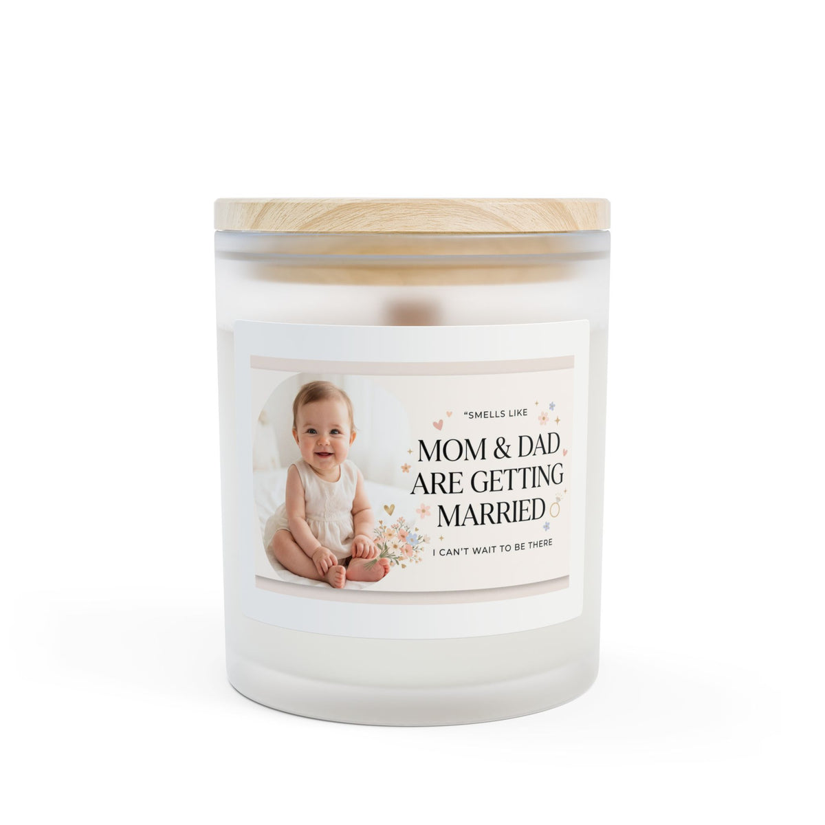'Mom & Dad Are Getting Married' Frosted Glass Candle — 11oz Announcement Scented Candle