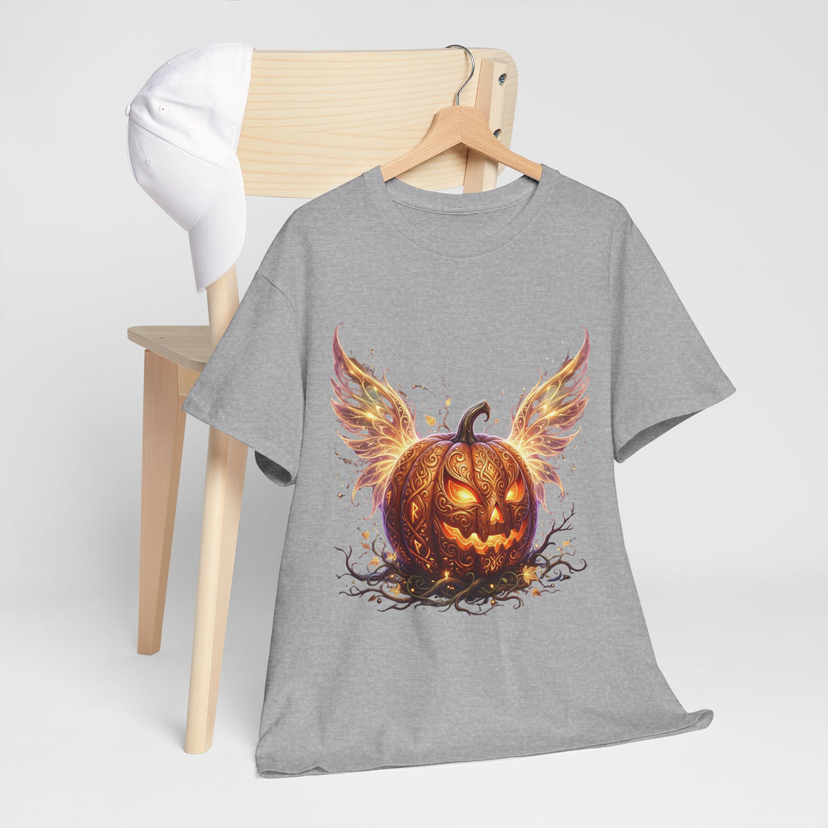 Halloween Pumpkin Tee — Winged Jack-O'-Lantern Graphic Shirt