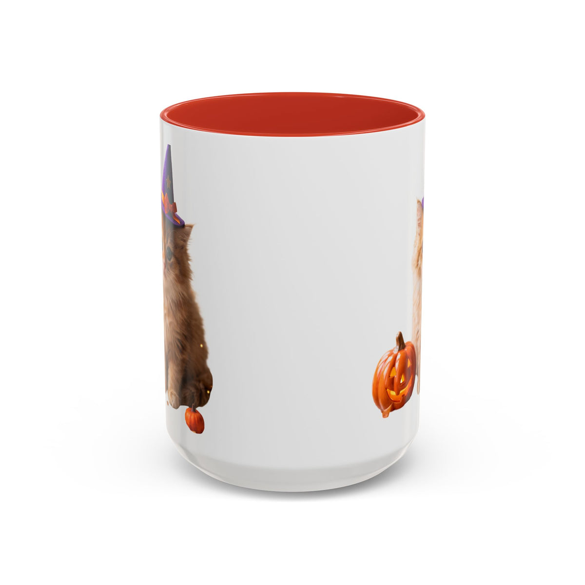 Halloween Cat Coffee Mug with Witch Hat and Pumpkin