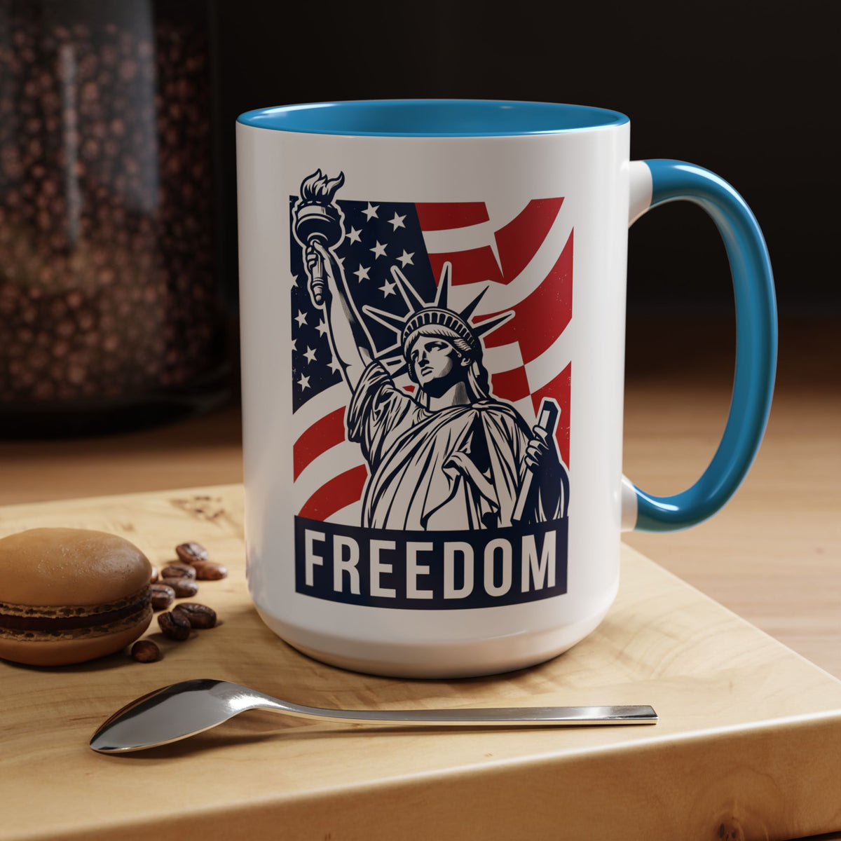 Freedom Statue Accent Coffee Mug — Patriotic Liberty 11/15oz