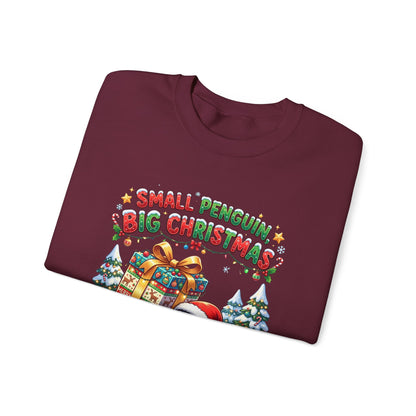 Penguin Christmas Crewneck Sweatshirt — "Small Penguin Big Christmas" Holiday Pullover