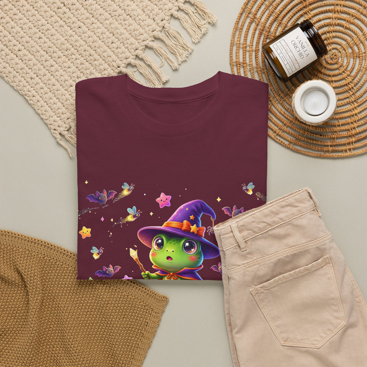 Cute Witch Frog T‑Shirt — Magical Mushroom Halloween Tee