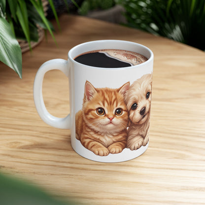 Cute Puppy Ceramic Mug – Adorable Fluffy Puppy Coffee Cup (11oz & 15oz)