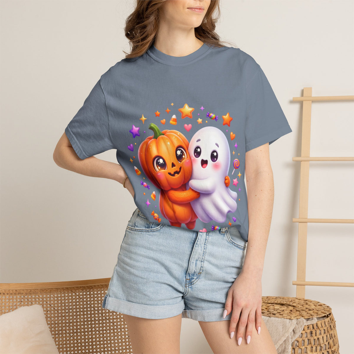 Halloween Pumpkin & Ghost T-Shirt — Cute Spooky Friends Graphic Tee