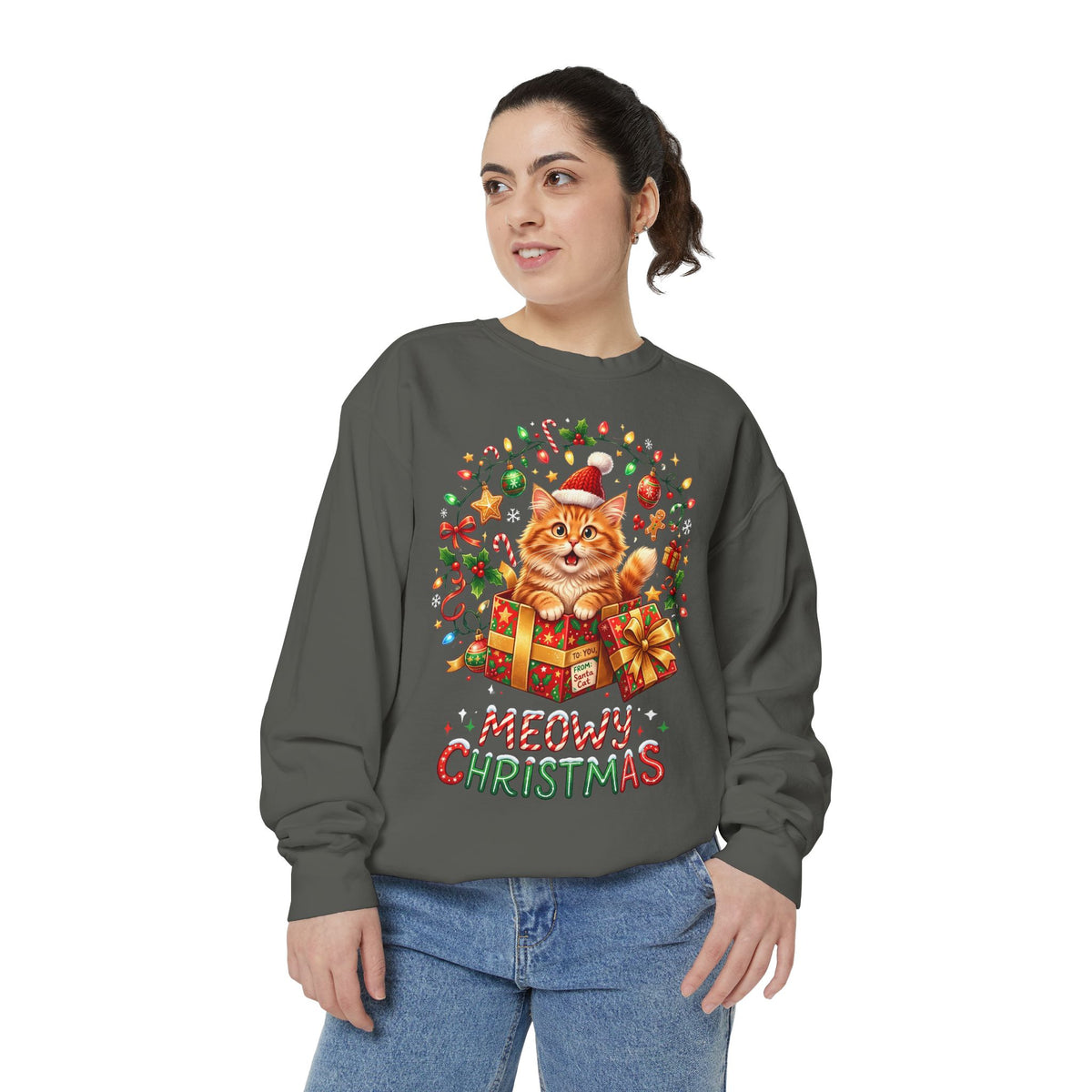 Meowy Christmas Cat Sweatshirt