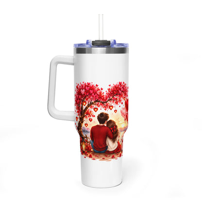 40oz Love-Themed Thermal Tumbler with Handle
