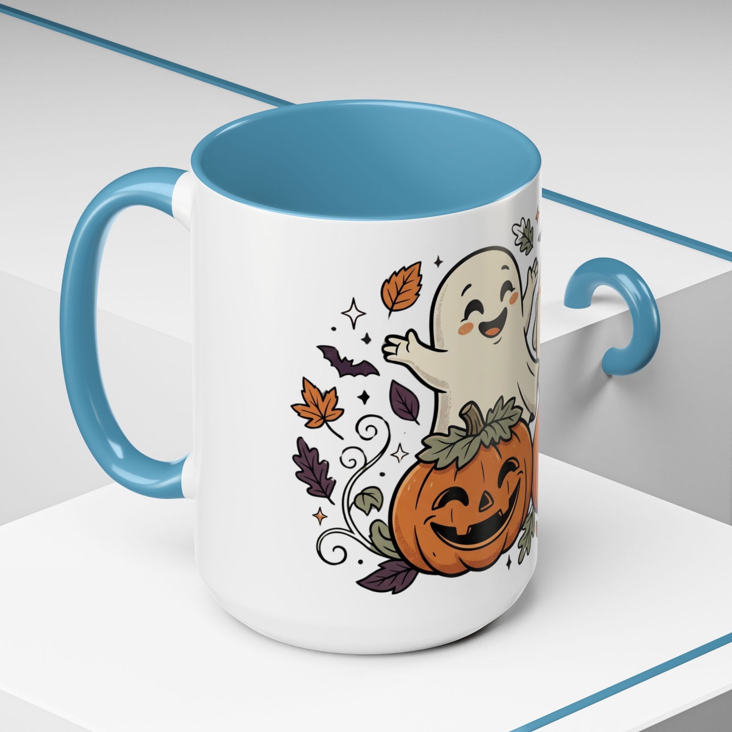 Halloween Ghosts & Pumpkins Coffee Mug — Cute Spooky Accent Mug (11/15oz)