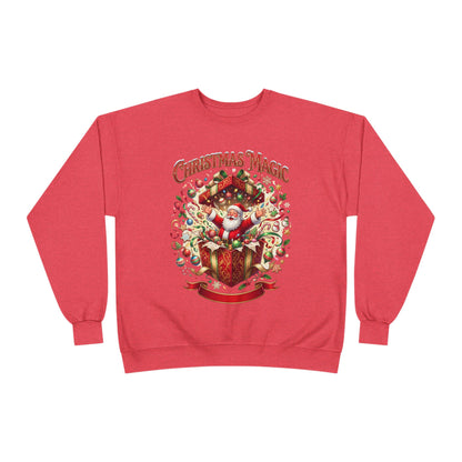 Christmas Magic Crewneck Sweatshirt — Santa Gift Box Holiday Pullover