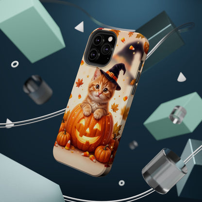 Halloween Kitten Pumpkin Phone Case — Magnetic Impact-Resistant