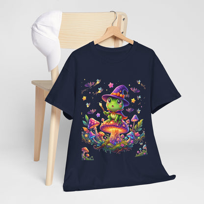 Cute Witch Frog T‑Shirt — Magical Mushroom Halloween Tee