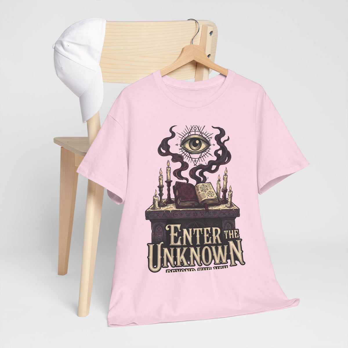 Occult Graphic Tee — "Enter the Unknown" Mystic Eye & Spellbook T-Shirt