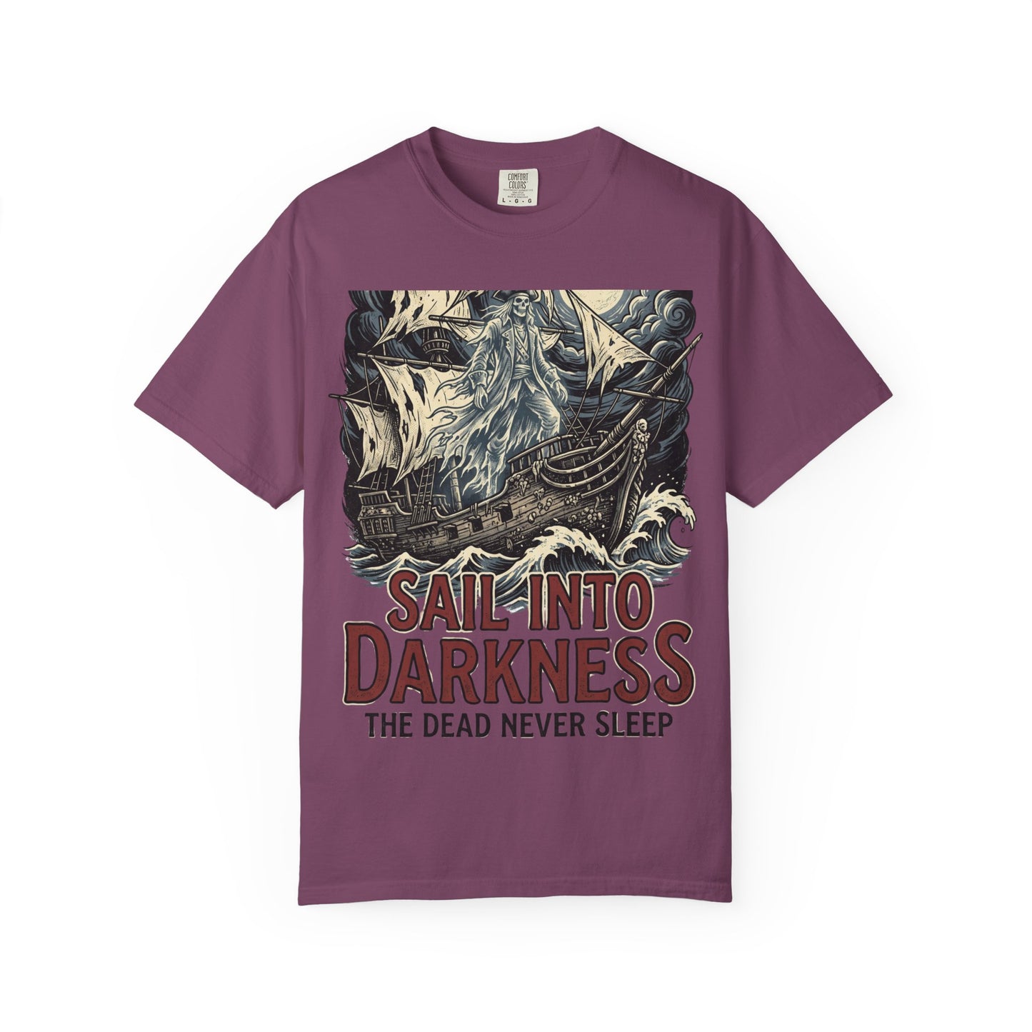 Sail Into Darkness Graphic T-Shirt — Gothic Pirate Skull Crew Tee