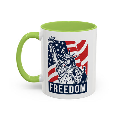 Freedom Statue Accent Coffee Mug — Patriotic Liberty 11/15oz