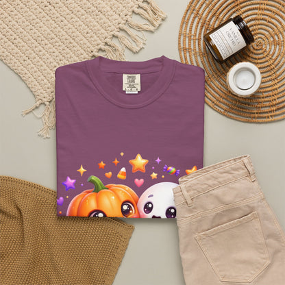 Halloween Pumpkin & Ghost T-Shirt — Cute Spooky Friends Graphic Tee