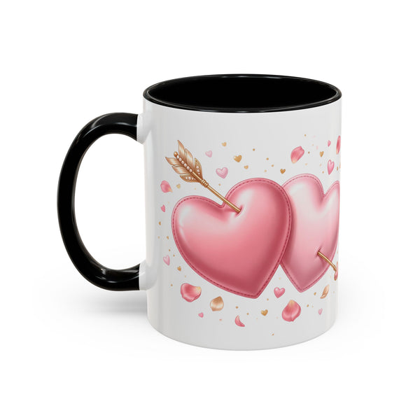 Valentine Heart Arrow Accent Coffee Mug — Romantic Pink Love Design (11/15oz)