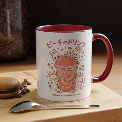 Peach Drink Bunny Mug — Cute Kawaii Coffee Tea Cup (11/15oz)