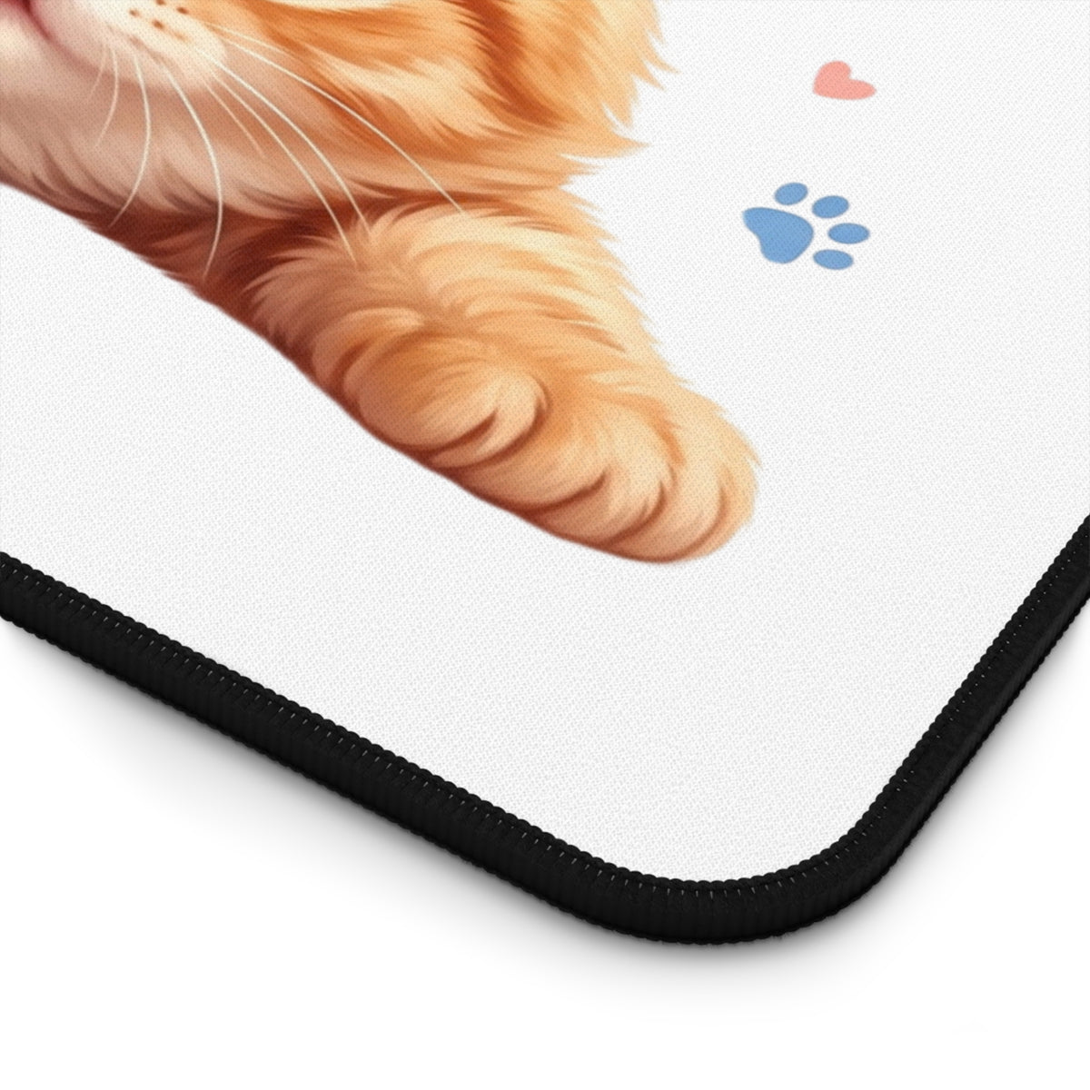 Cute Ginger Kitten Desk Mat — Playful Cat Mouse Pad for Home Office
