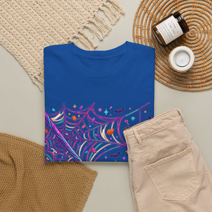 Pumpkin Spider Web Halloween T‑Shirt — Cute Spooky Pumpkin Cartoon Tee