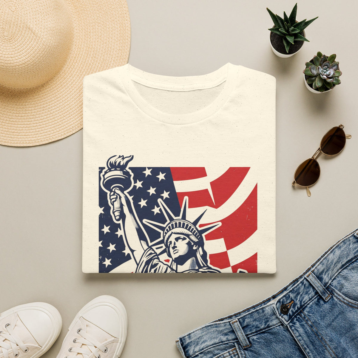 Statue of Liberty 'Freedom' T‑Shirt — American Flag Patriotic Tee