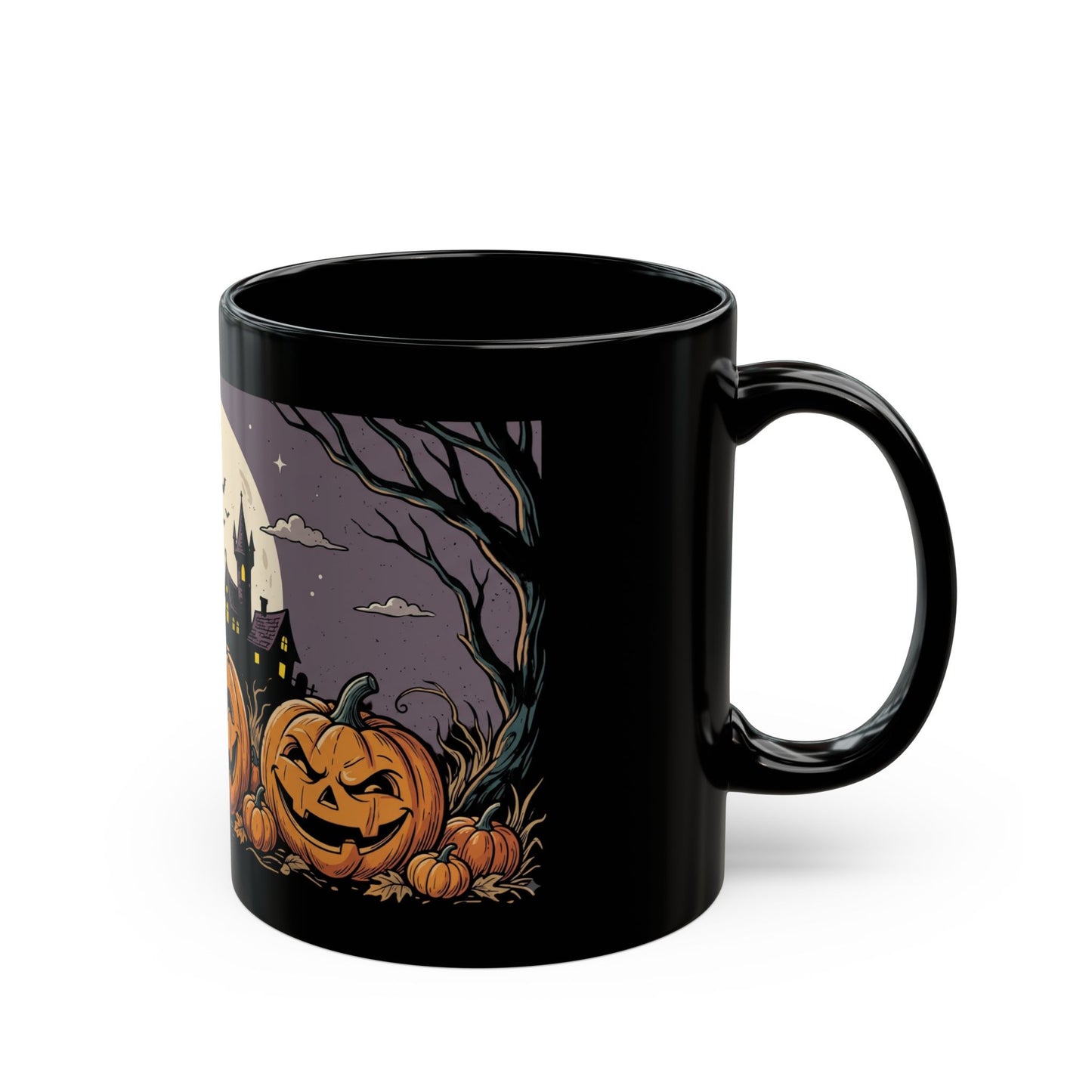 Halloween Pumpkin Night Mug — Spooky Jack-O'-Lantern Black Coffee Cup