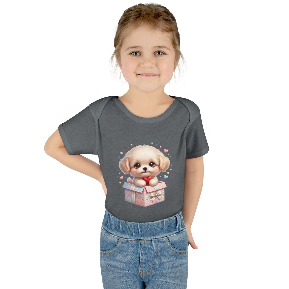 Baby Bodysuit — Cute Puppy in Gift Box Infant Onesie