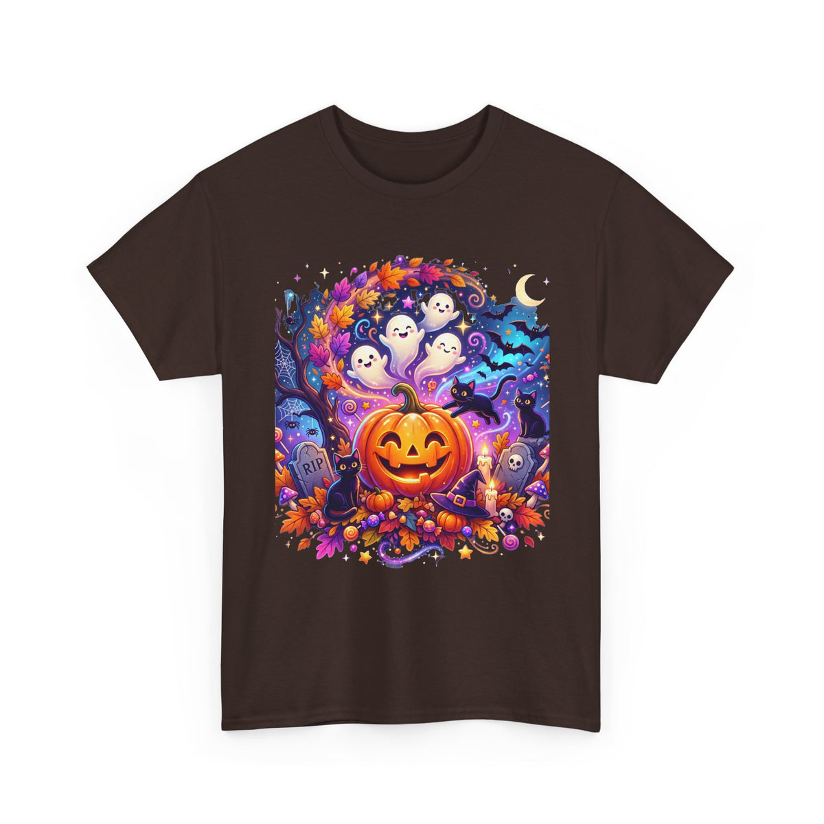 Halloween Pumpkin & Ghosts T-Shirt — Cute Spooky Jack-O'-Lantern Tee