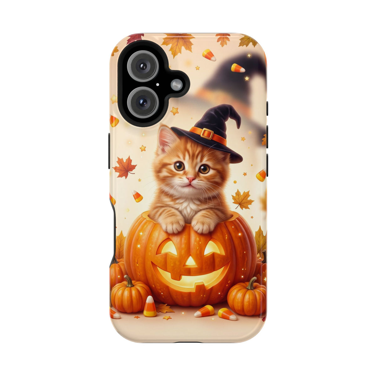 Halloween Kitten Pumpkin Phone Case — Magnetic Impact-Resistant