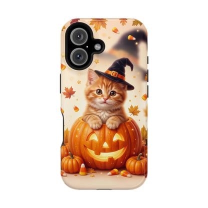 Halloween Kitten Pumpkin Phone Case — Magnetic Impact-Resistant