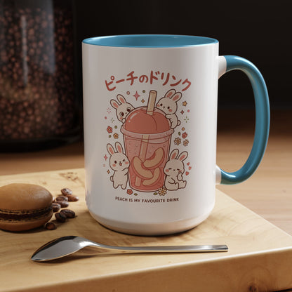 Peach Drink Bunny Mug — Cute Kawaii Coffee Tea Cup (11/15oz)