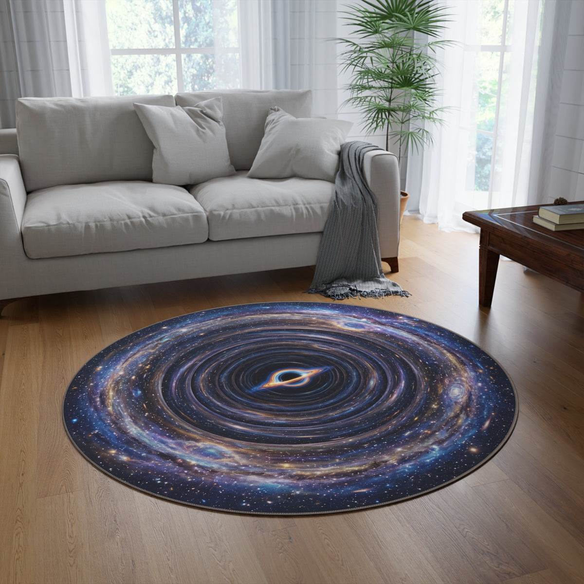 Galaxy Black Hole Round Rug — Cosmic Space Area Rug