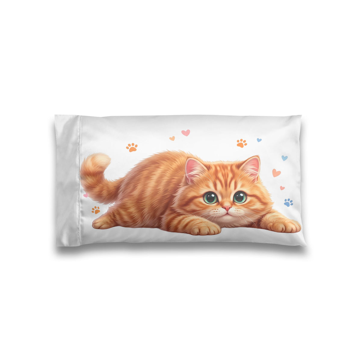 Satin Pillowcase — Adorable Orange Kitten Print for Cat Lovers