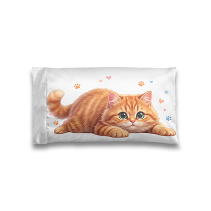 Satin Pillowcase — Adorable Orange Kitten Print for Cat Lovers