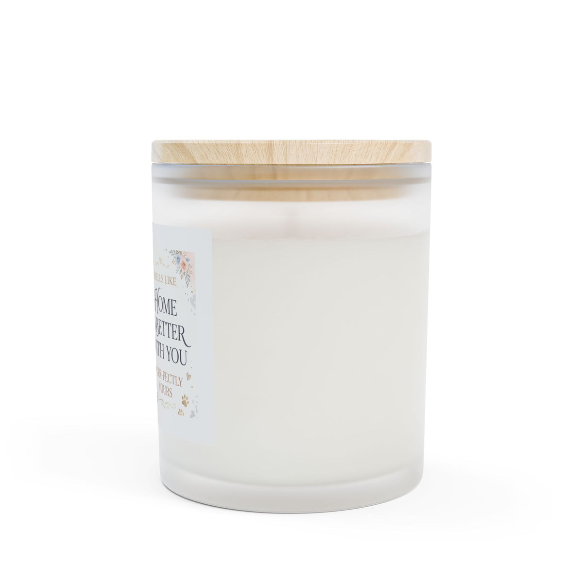 Cat Photo Frosted Glass Candle — “Home Is Better With You” Scented 11oz