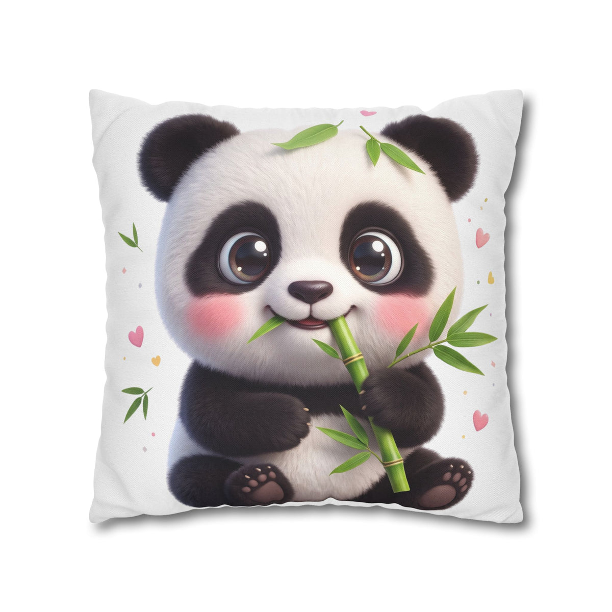 Cute Baby Panda Square Pillowcase — Adorable Bamboo-Eating Plush Decor