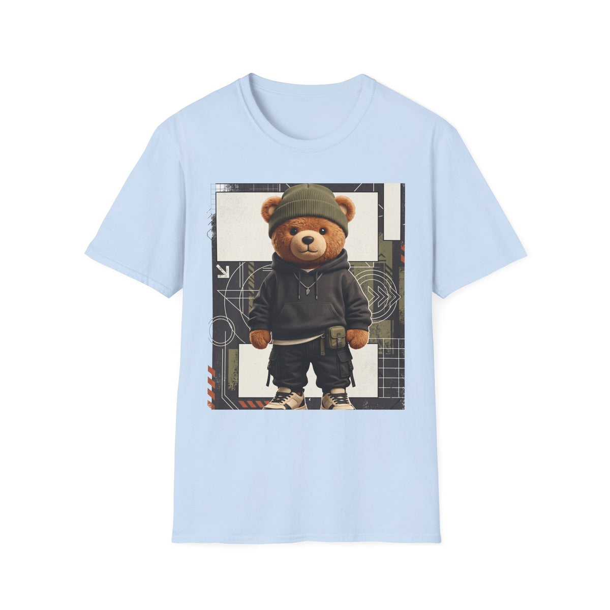 Teddy Bear Graphic T-Shirt — Streetwear Teddy in Beanie & Hoodie