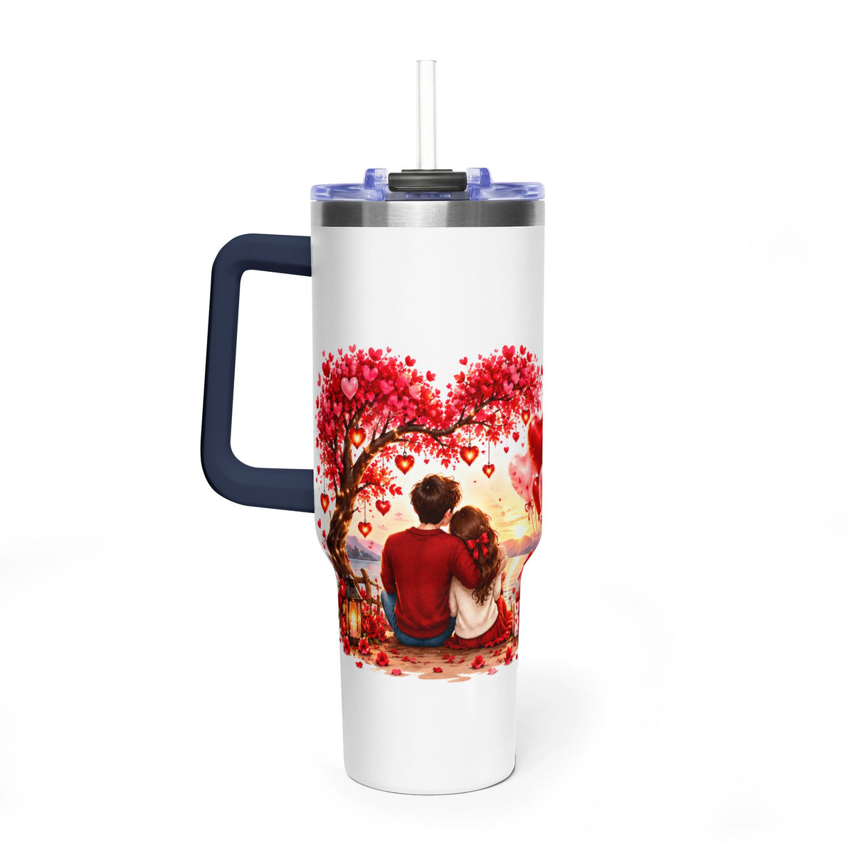 40oz Love-Themed Thermal Tumbler with Handle