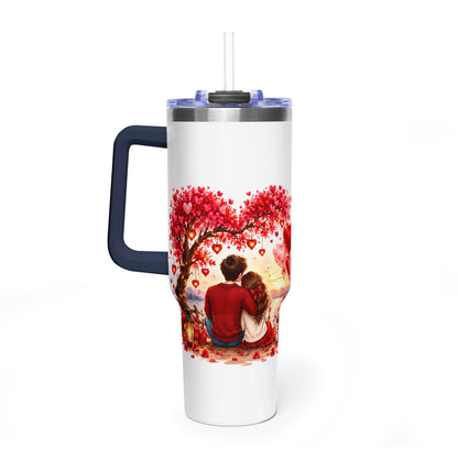 40oz Love-Themed Thermal Tumbler with Handle