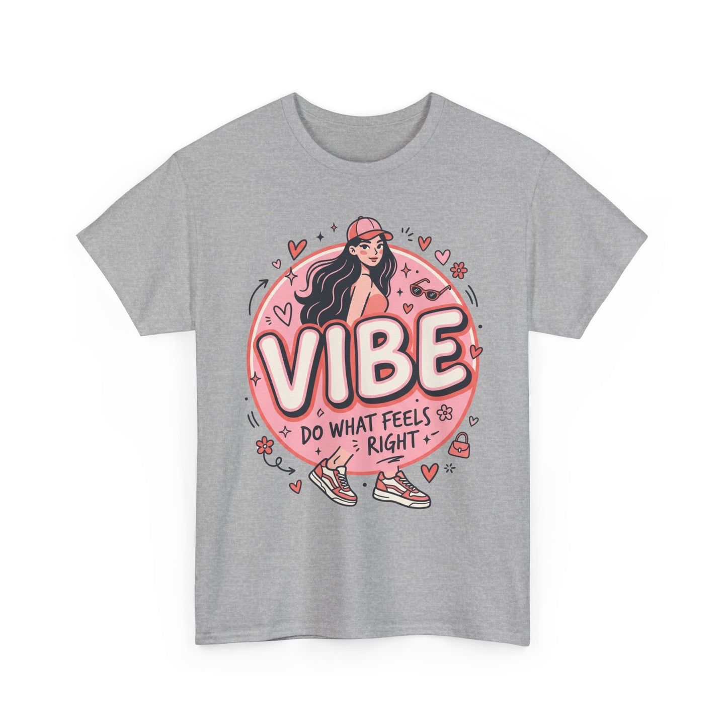 Vibe Girl Graphic Tee — “VIBE: Do What Feels Right” Cute Pink Streetwear T‑Shirt