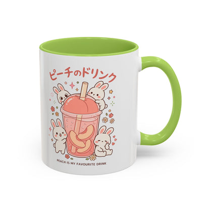Peach Drink Bunny Mug — Cute Kawaii Coffee Tea Cup (11/15oz)