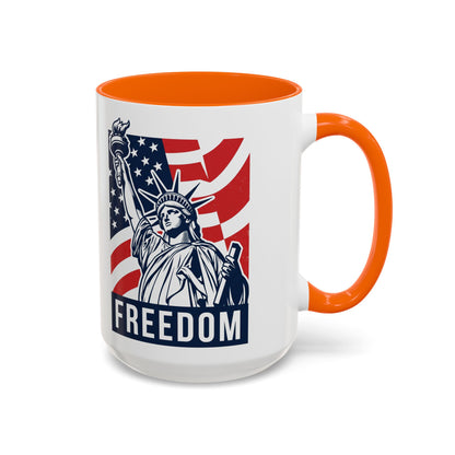 Freedom Statue Accent Coffee Mug — Patriotic Liberty 11/15oz