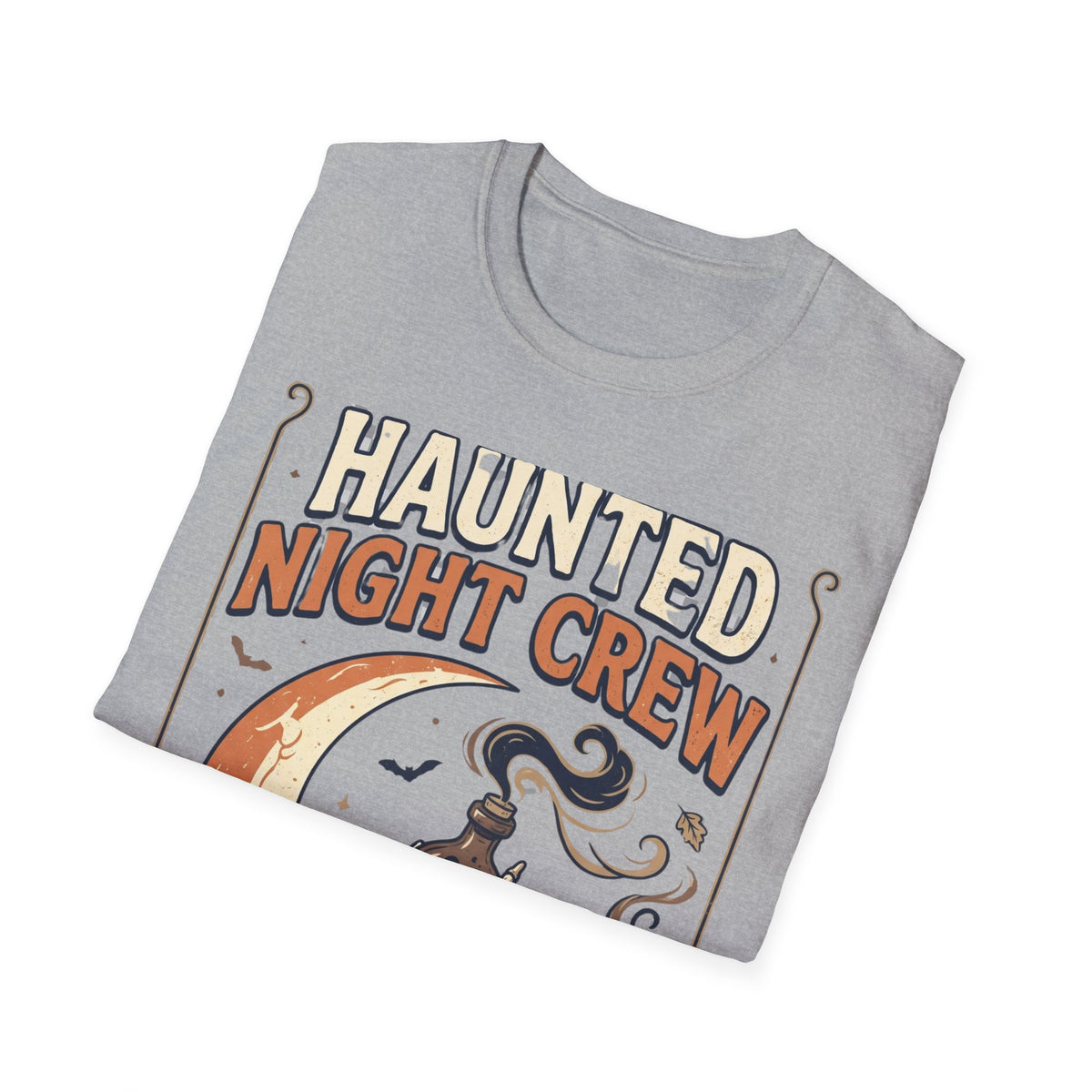 Haunted Night Crew T-Shirt — Retro Halloween Skeleton & Pumpkin Tee