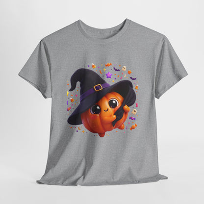 Pumpkin Witch T-Shirt — Cute Halloween Jack-o'-Lantern with Witch Hat