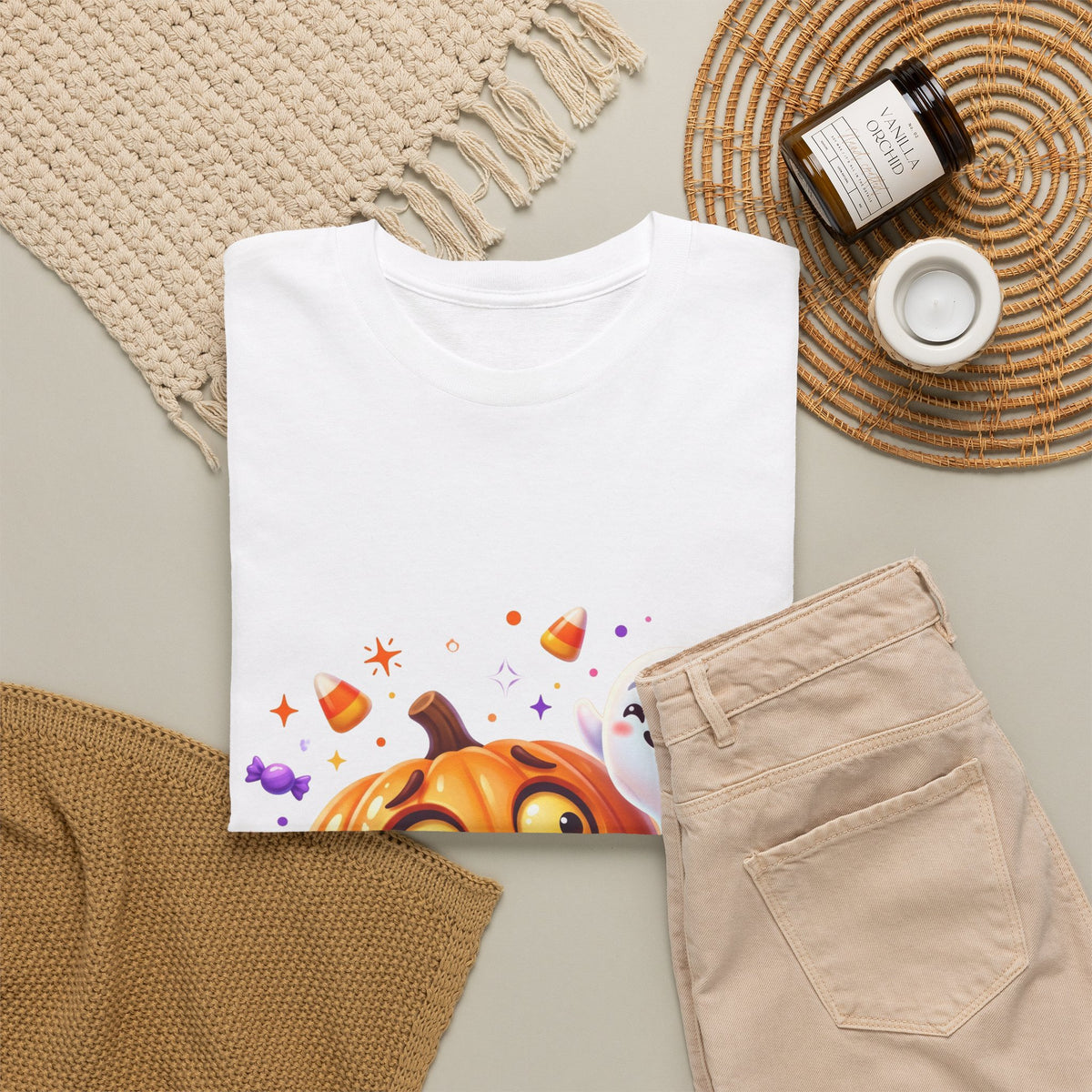 Halloween Pumpkin & Friendly Ghost T-Shirt