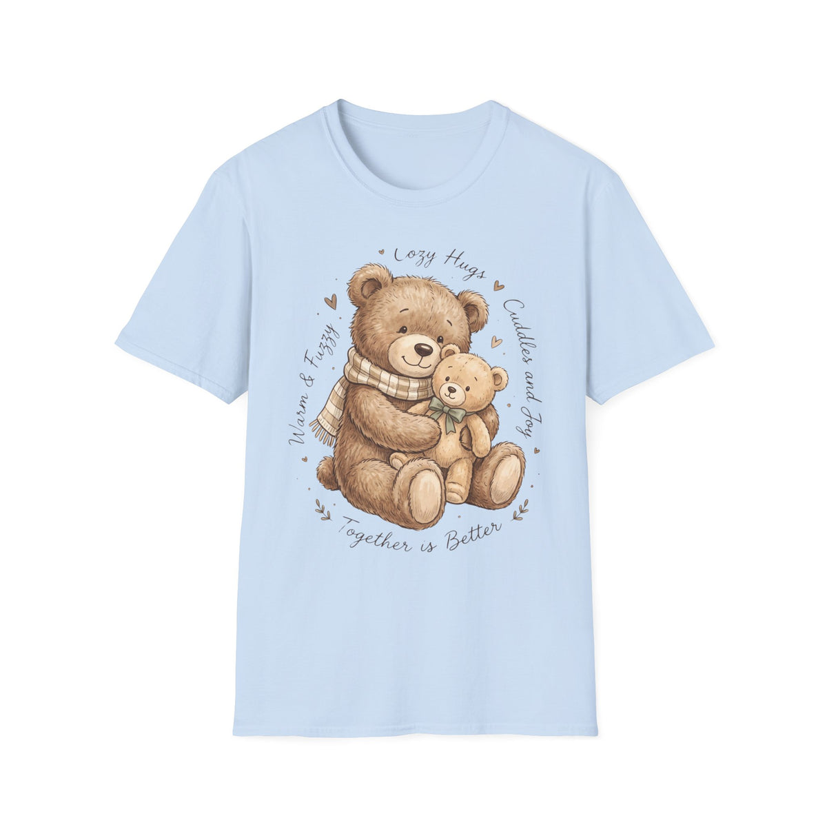 Cozy Hugs Teddy Bears T-Shirt — Cute Mom & Baby Bear Illustration
