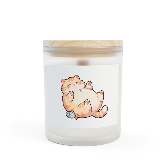 Cat Nap Frosted Glass Candle — 11oz Cozy Kitty Scented Candle