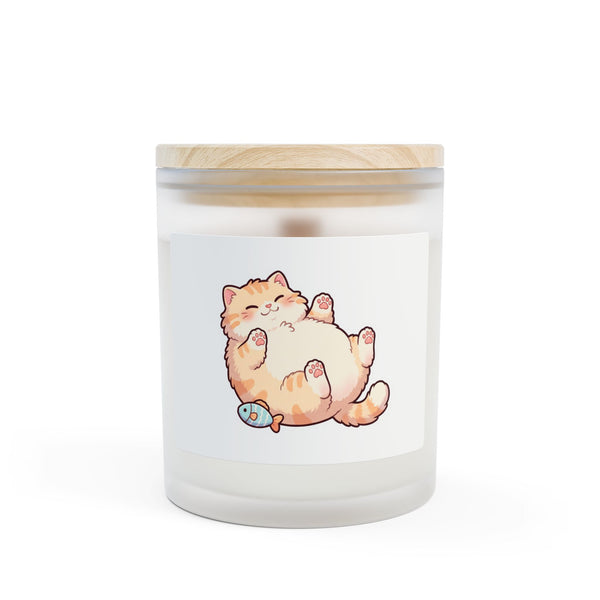 Cat Nap Frosted Glass Candle — 11oz Cozy Kitty Scented Candle