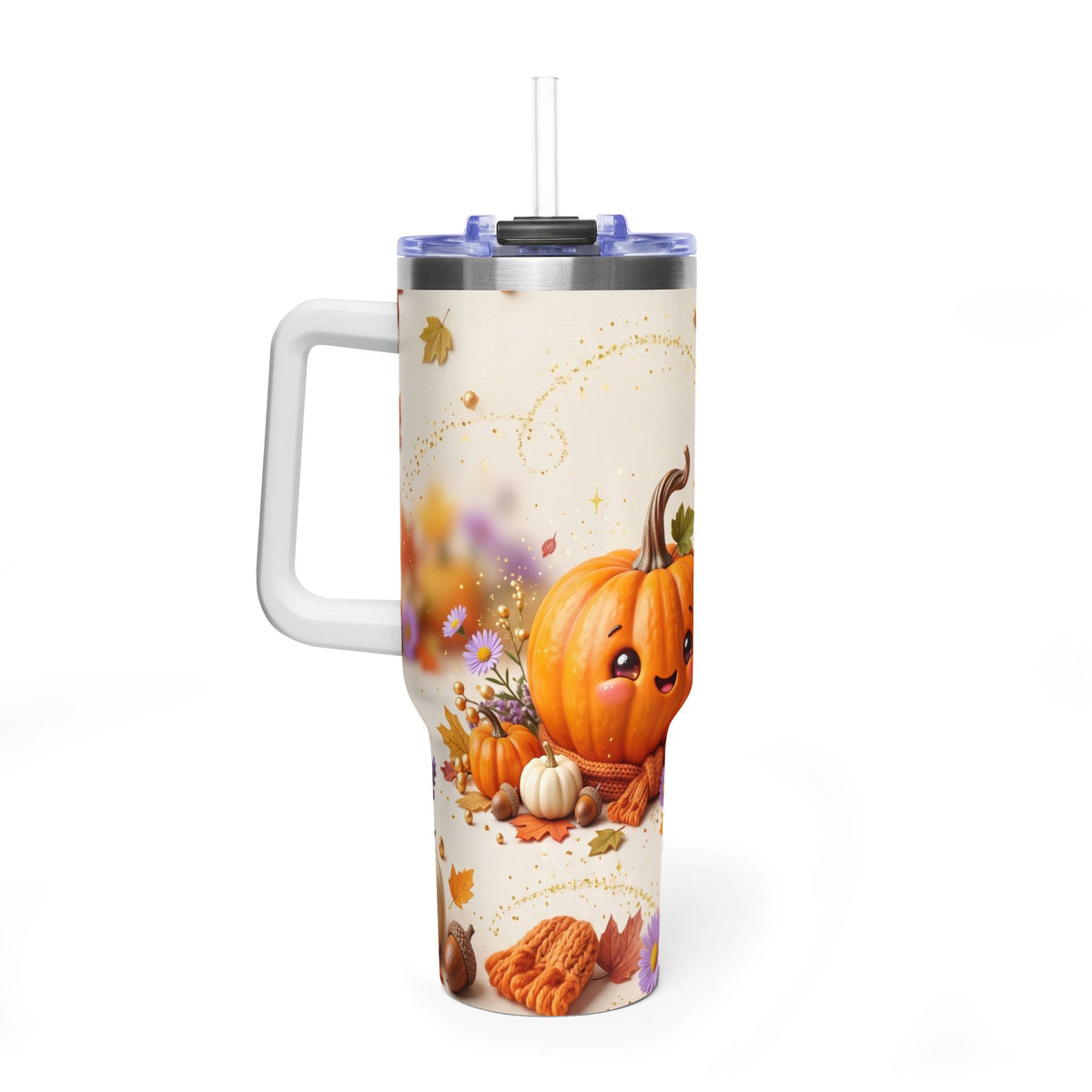 40oz Halloween Cat Vacuum Tumbler with Pumpkin